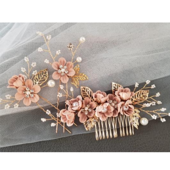 3pcs bridal  Flower Comb Pin hairpiece event gala main image 5